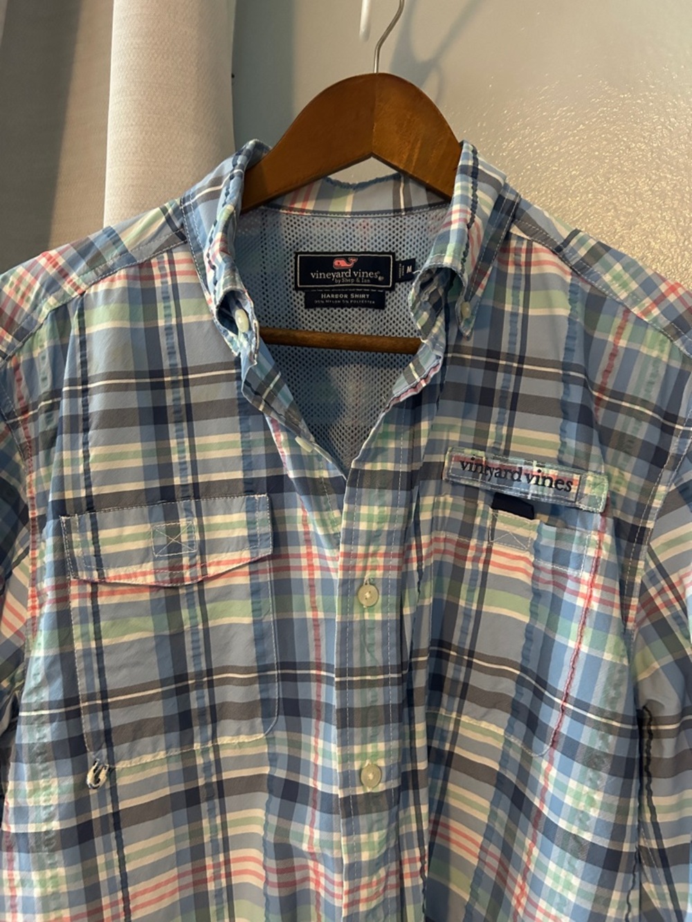 Vineyard Vines Blue, Green & Pink Plaid Short-Sleeve Button-Down